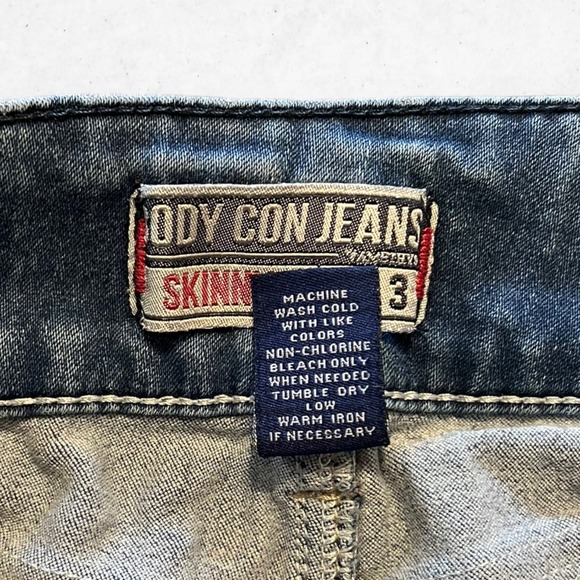 Body Con Jeans‎ Skinny Women's 3 Amethyst Low Rise 2 Buttons Medium Wash Stretch - Picture 4 of 8